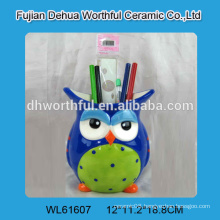 2016 factory direct sales ceramic pen holder with owl design